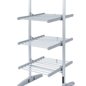 Electric Heated Clothes Airer, 3-Tier Cloth Dryer, Drying Rack, 24 Bars with 21m Drying Space, 220W Energy-Efficient Dryer, Foldable and Compact Design, 130cm Height, Durable Aluminium Frame