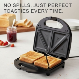 HomeTronix 2 Slice Sandwich Toaster – Deep Fill Toastie Maker with Non-Stick Plates, Cool Touch Handles, Easy Clean Stainless Steel Design