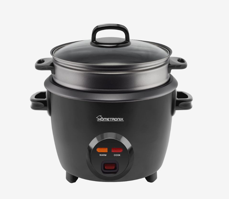 Hometronix 1.8L Rice Cooker with Thermostat – Matte Black, Non-Stick Inner Pot, Keep Warm Function, Glass Lid, Measuring Cup & Steam Tray – Perfect for Fluffy Rice, Vegetables & One-Pot Meals - Image 6