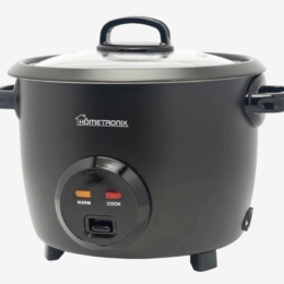 HomeTronix 2.8L Rice Cooker with Thermostat – Matte Black, Non-Stick Inner Pot, Keep Warm Function, Glass Lid, Measuring Cup & Steam Tray – Perfect for Fluffy Rice, Vegetables & One-Pot Meals