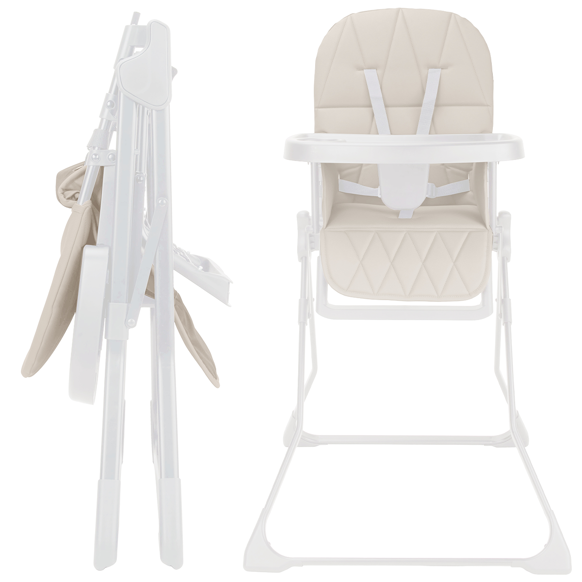 Foldable High Chair for Babies & Toddlers, Ultra-Compact Lightweight Beige - Image 8