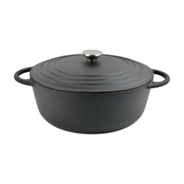 HomeTronix Enamelled Cast Iron Dutch Oven Pot with Lid – 8.2L Large Casserole Dish – Ceramic Cooking Pot for Bread Baking, Roasting, Braising, Slow Cooking & Stews – 32cm Black Safe up to 260°C