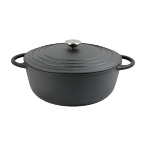 HomeTronix Enamelled Cast Iron Dutch Oven Pot with Lid – 8.2L Large Casserole Dish – Ceramic Cooking Pot for Bread Baking, Roasting, Braising, Slow Cooking & Stews – 32cm Black Safe up to 260°C