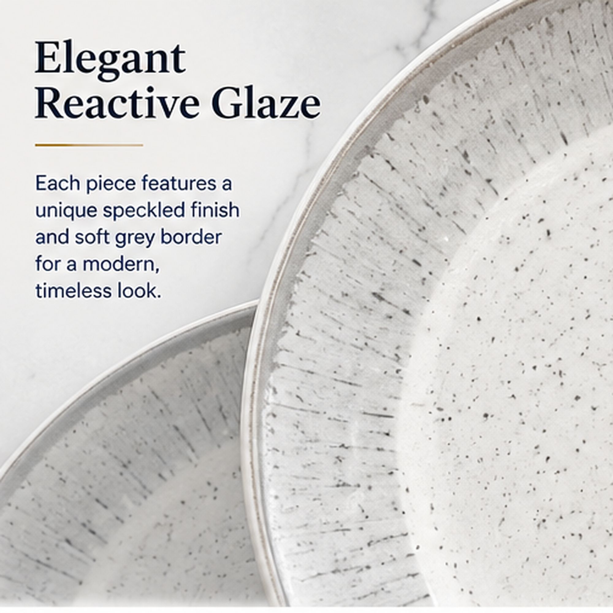HomeTronix 12 Piece Porcelain Dinner Set for 4, Dinnerware Set with 4 Dinner Plates 10.5", Side Plates 7.5" & Deep Bowls 5.5", Grey Speckled Glaze, Ribbed Rim, Microwave, Oven & Dishwasher Safe - Image 6